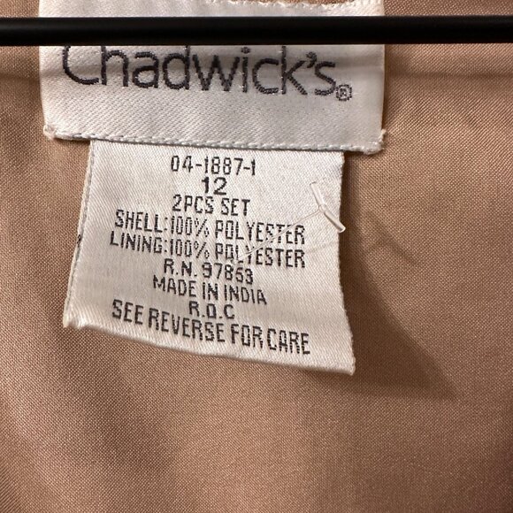 Chadwicks | Sz 12 All Over Sequin Beaded Champagne Wrap Jacket Shell  Evening - Picture 7 of 10